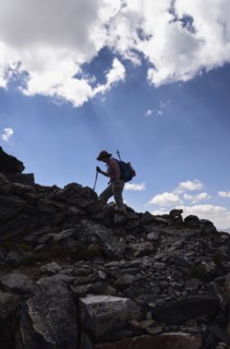 Woman hiking on Mount Flora in Colorado