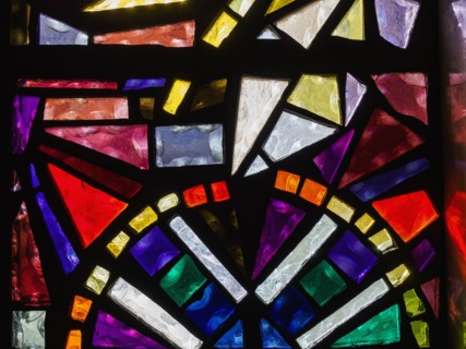 Close up of stained glass window