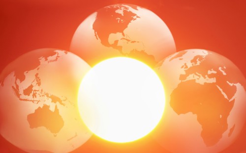 Planet Earth orbiting the sun