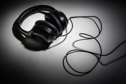 Headphones in shadow