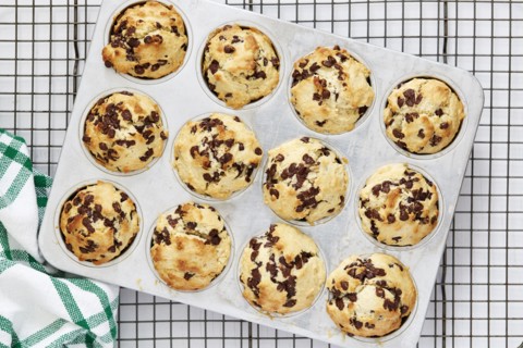 Fruit muffins in muffin tin