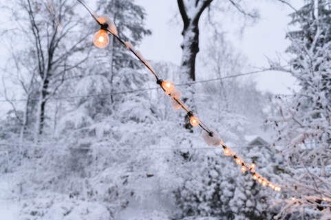 Snow on fairy lights