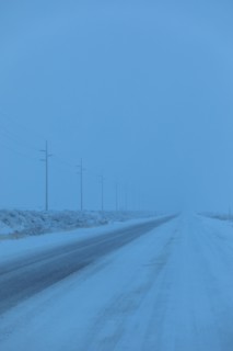 Snow on highway in Bellevue, Idaho