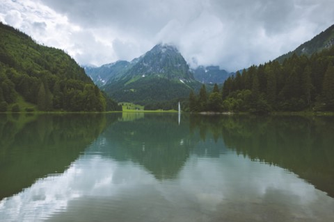 Lake and mountains in ybersee, Switzerland