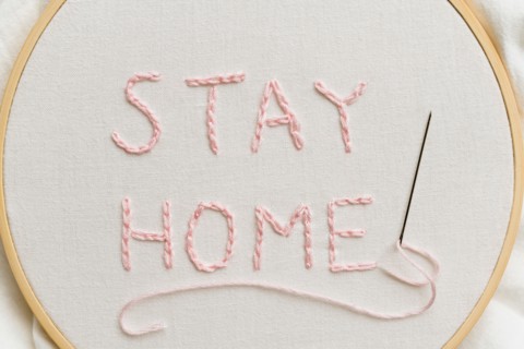 Stay Home embroidery