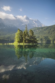 Germany, Bavaria, Eibsee, Scenic view of Eibsee lake in Bavarian Alps Germany at sunrise