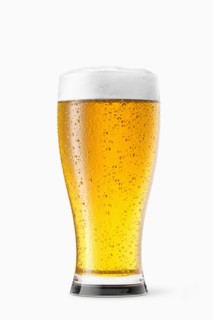 Glass of beer on white background