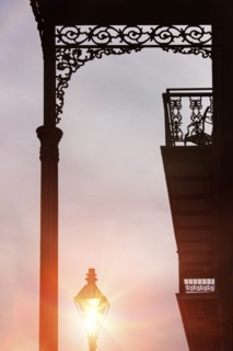 Sunlight behind street light