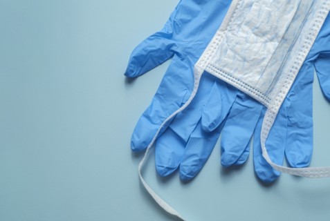 Hygiene mask and latex gloves