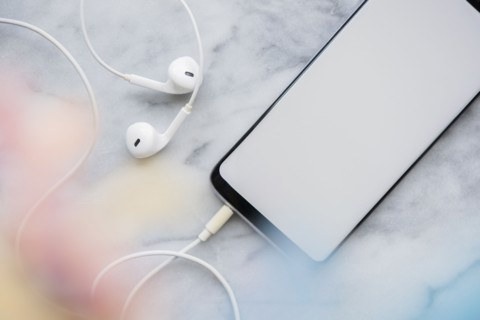 Earphones connected smart phone