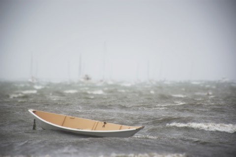 Rowboat on sea