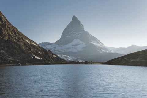 Matterhorn mountain and lake in Valais, Switzerland