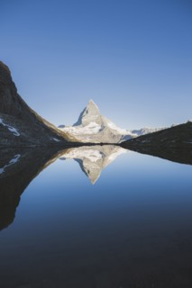 Matterhorn mountain and lake in Valais, Switzerland