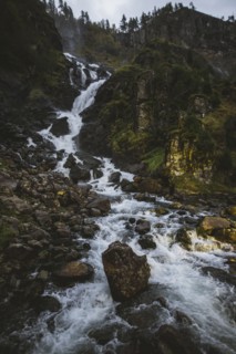 Latefossen waterfall in Vestland, Norway