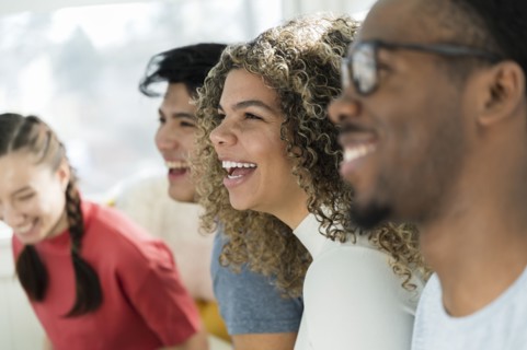 Group of friends laughing together
