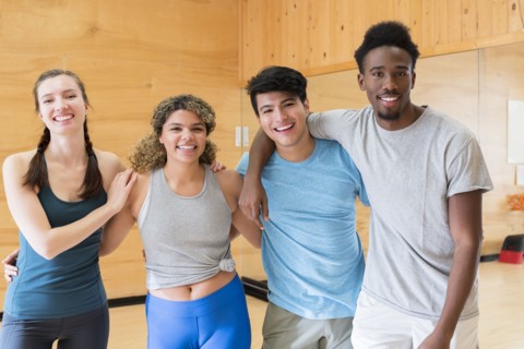 Friends together at gym