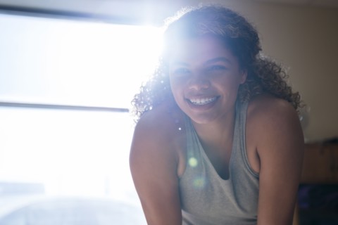 Portrait of athletic woman at gym