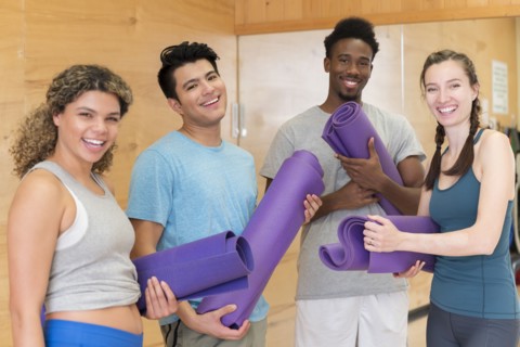 Group of friends before yoga class