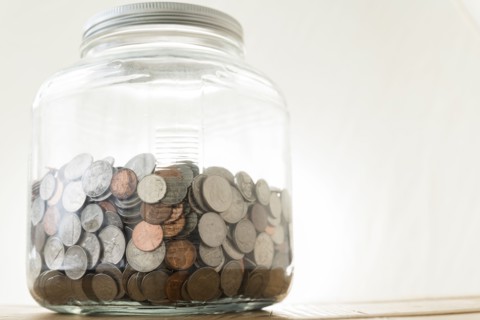 Big jar full of coins