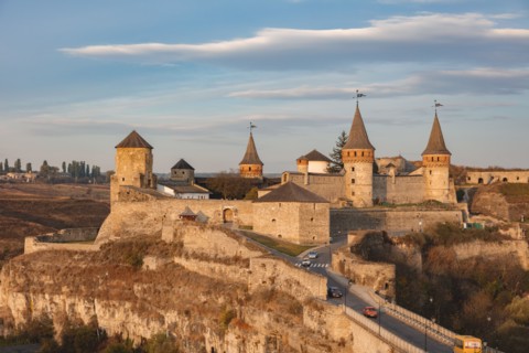 Ukraine, Oblast, Kamianets Podilskyi, Exterior of Kamianets-Podilskyi Castle