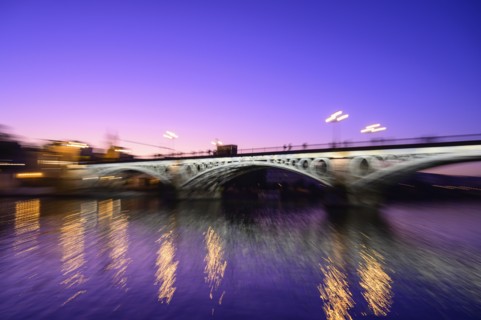Spain, Seville, Triana Bridge, Triana Bridge over Guadalquivir River