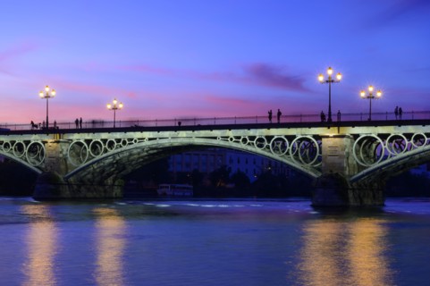 Spain, Seville, Triana Bridge, Triana Bridge over Guadalquivir River