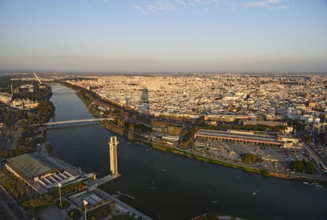 Spain, Andalusia, Seville, High angle view over Guadalquivir River