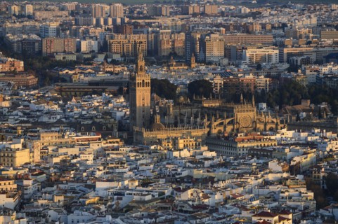 Spain, Andalusia, Seville, High angle view over cathedral and city