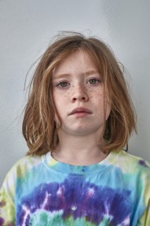 Portrait of child in colorful shirt