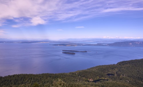 USA, Washington, San Juan County, Orcas Island, Mount Constitution ocean view