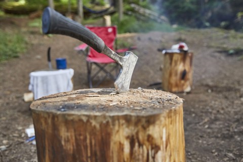 Hatchet in stump