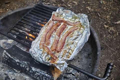 Bacon on barbecue grill