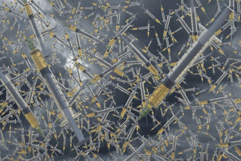 Syringes with coronavirus vaccine