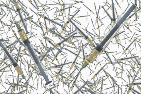 Syringes with coronavirus vaccine