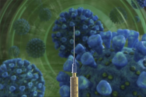 Syringe with coronavirus vaccine