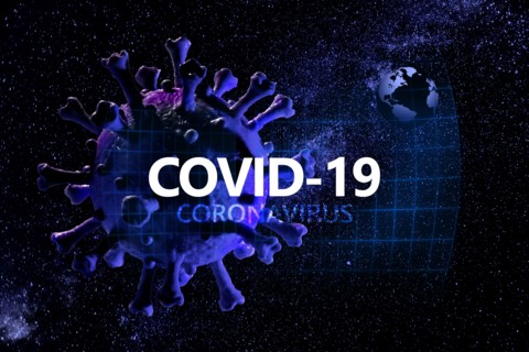 Coronavirus model with Covid-19 sign