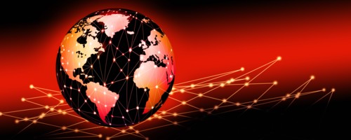 Digitally generated image of globe with connections