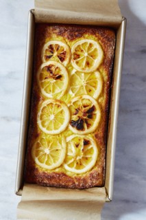 Lemon cake in baking pan
