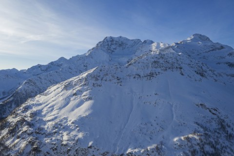 Switzerland, Canton Wallis, Simplon pass, Mountains on sunny day in winter