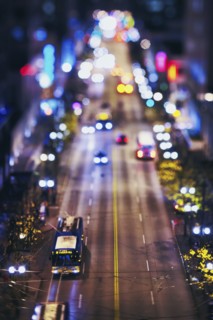 USA, Washington, Seattle, High angle view of cars in city at night