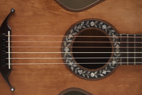 Close up of acoustic guitar
