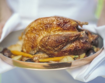 Roast chicken with roasted root vegetables