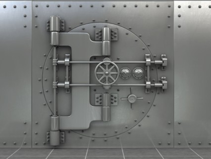 Closed safe in bank