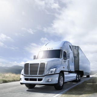 USA, White truck on road