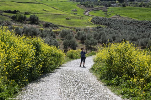 Spain, Ronda, Woman hiking in springtime
