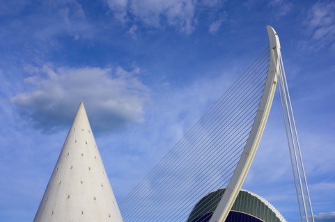 Spain, Valencia, High section of cuidad de las artes y sciencias against cloudy sky