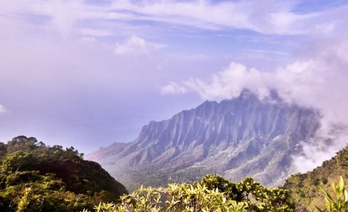 USA, Hawaii, Kauai, Na Pali, Scenic view of Na Pali mountains