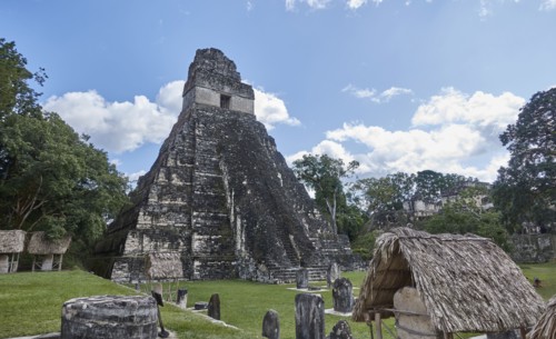 Guatamala, Tikal, View of Mayan pyramid