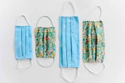 Homemade cloth face masks in various sizes