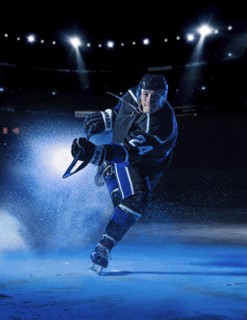 Hockey player striking